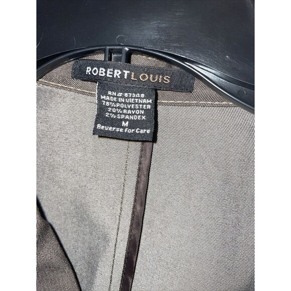 Robert Louis Brown Collared Belted 2 Pocket Puff Shoulder Blazer Jacket Medium - Picture 3 of 8